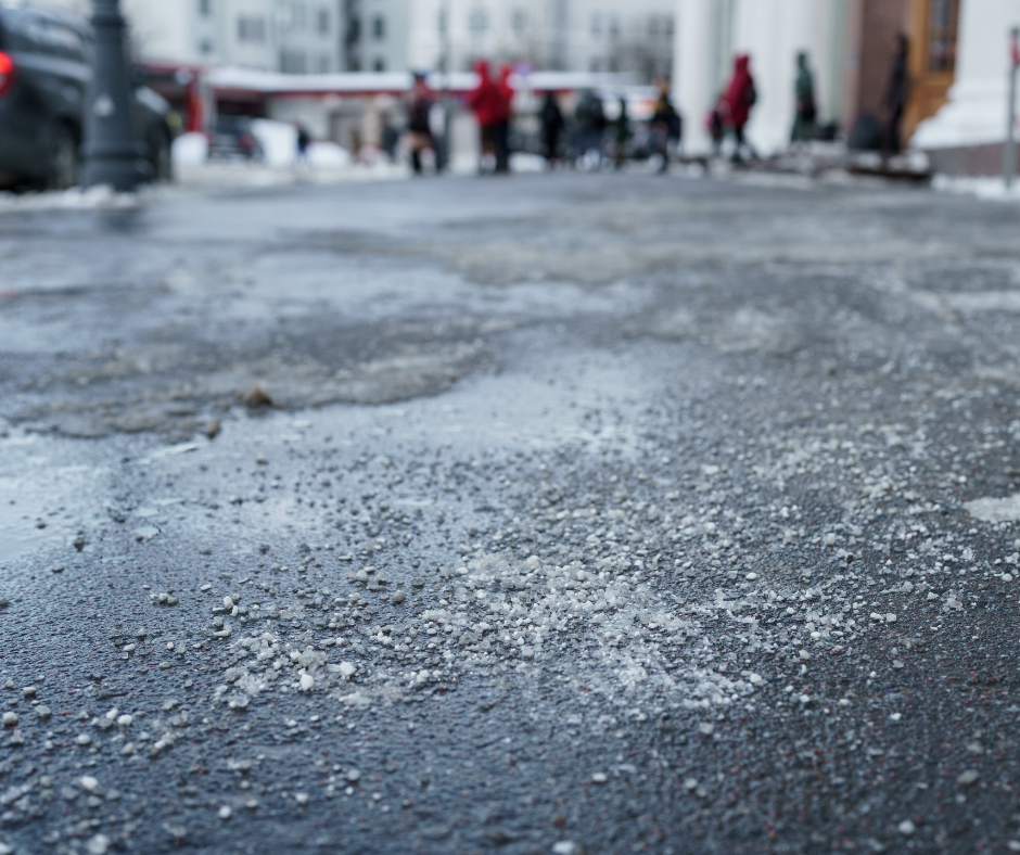 De-Icing Salt on Concrete Road